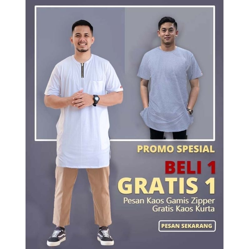 Gamis Zipper Free Kaos Kurta