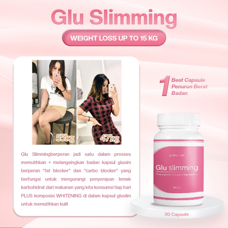 Glu Slimming 1 Bulan 2 Botol - Pelangsing Bada 5-10kg 2minggu