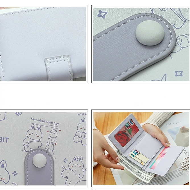 DOMPET LIPAT WANITA KOREA MINI IMPORT LILAC UNGU LUCU SLOT KARTU RESLETING UANG KOIN PENDEK THAQANA KULIT WA736P5 KECIL  REMAJA FASHION TERBARU KEKINIAN CEWEK MURAH BATAM BRANDED