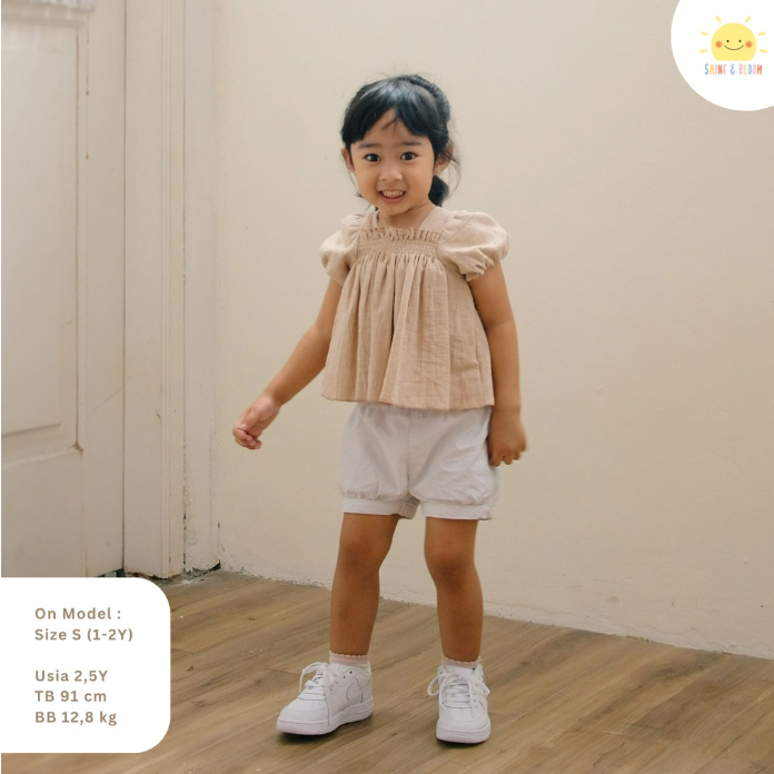 Emily Top 1-6 Tahun Puffy Blouse Linen Anak Perempuan CBKS SNB