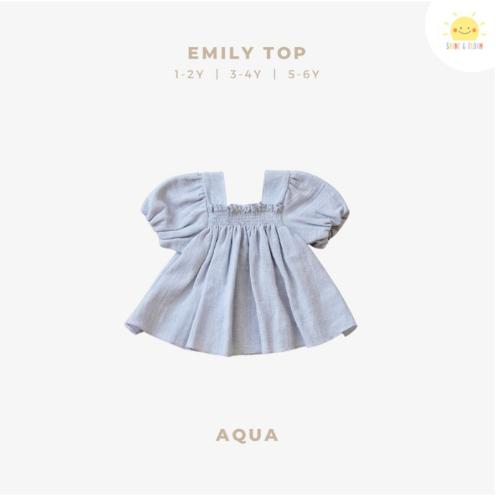 Emily Top 1-6 Tahun Puffy Blouse Linen Anak Perempuan CBKS SNB