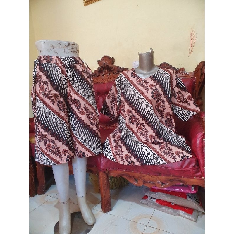 MD Standar~ Setelan Kulot Batik Pendek 7/8 Katun Stretch Premium