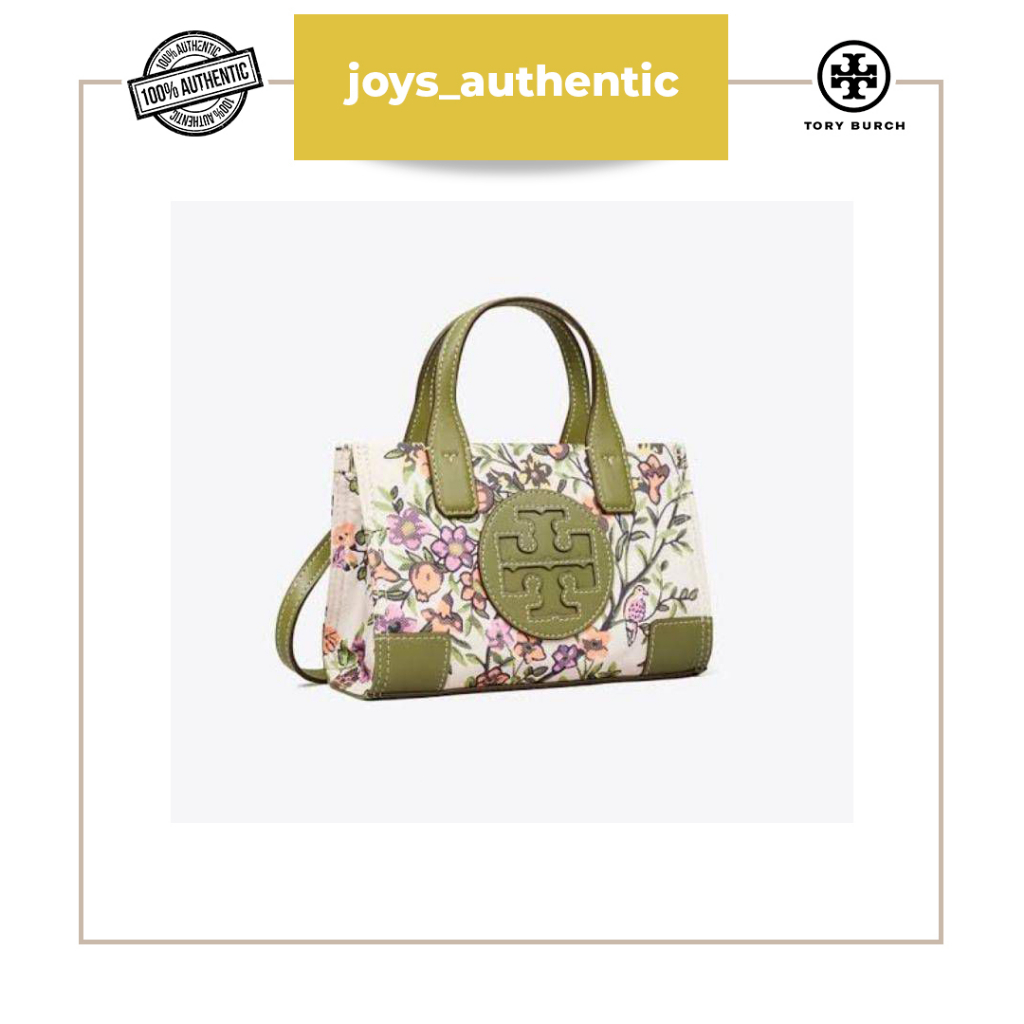 Tas Wanita TB Tory Burch Micro Ella Tote Hijau Green Floral Winter Sage Woman Bag Authentic Original