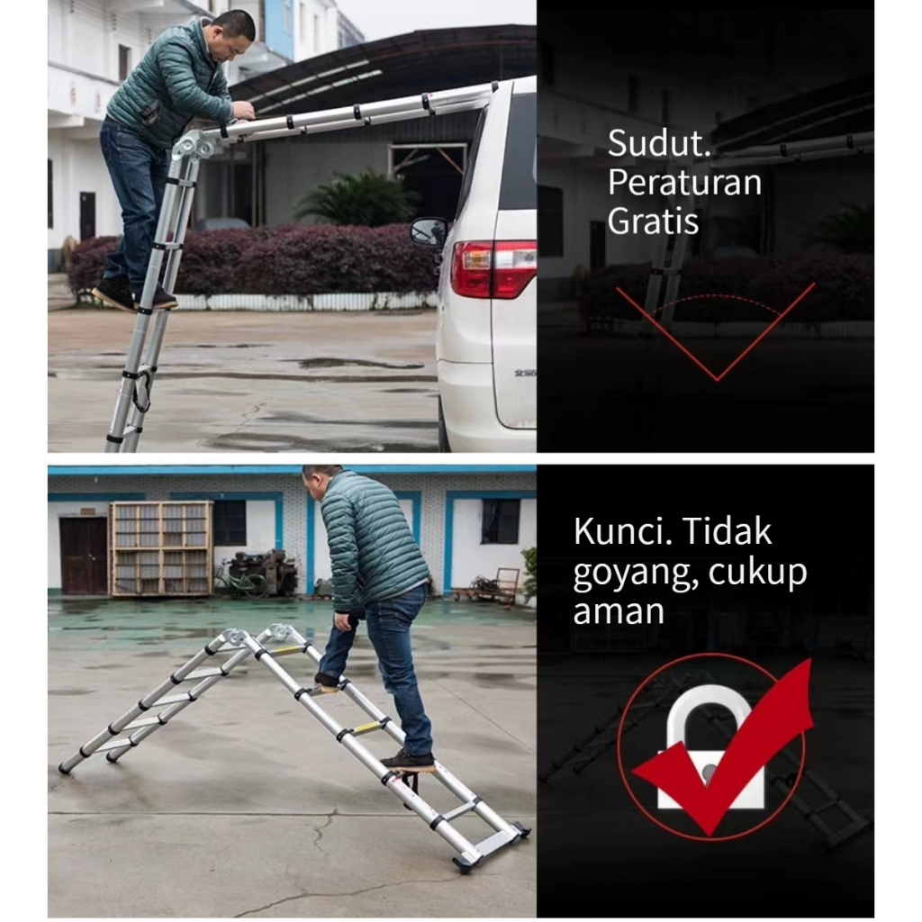 Highline Tangga Lipat Aluminium Tangga Lipat Portable Tangga Teleskopik Multifungsi