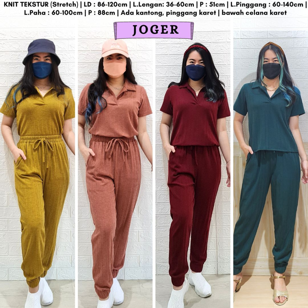 4400 swift collar knit one set polos rib stelan rajut premium