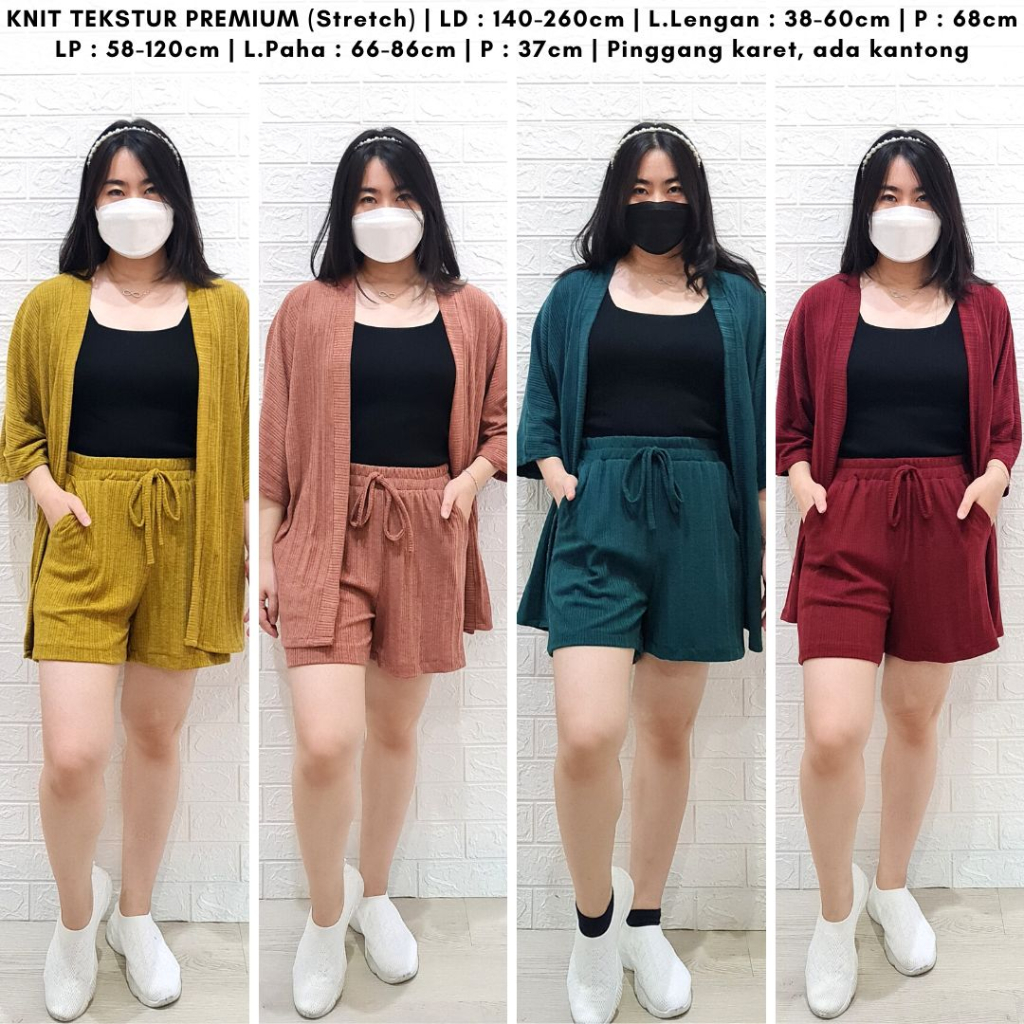 4427 alistyar cardi short knit one set polos outer stelan wanita bigsize oversize xxl jumbo