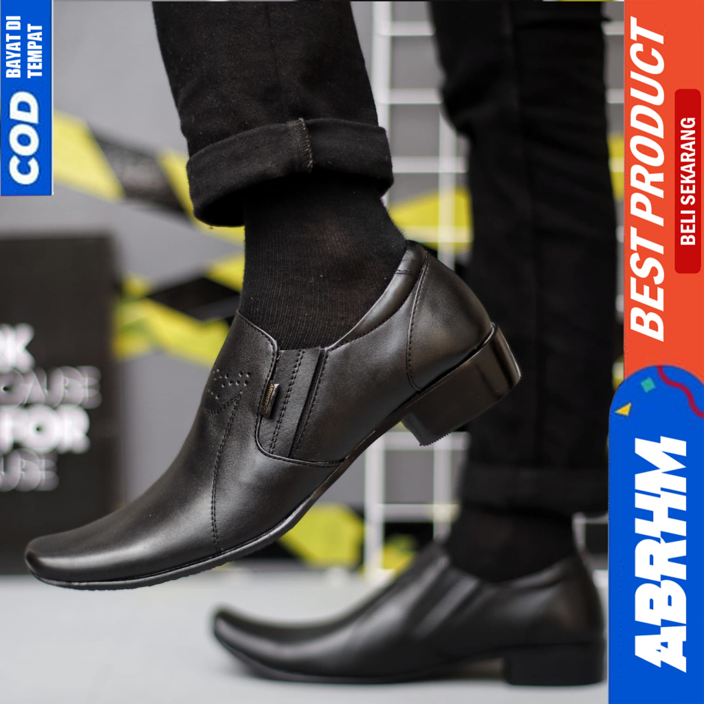 ABRHM Sepatu Pantofel Hitam Kulit Formal Ukuran Besar 44 45 46 47 Pria