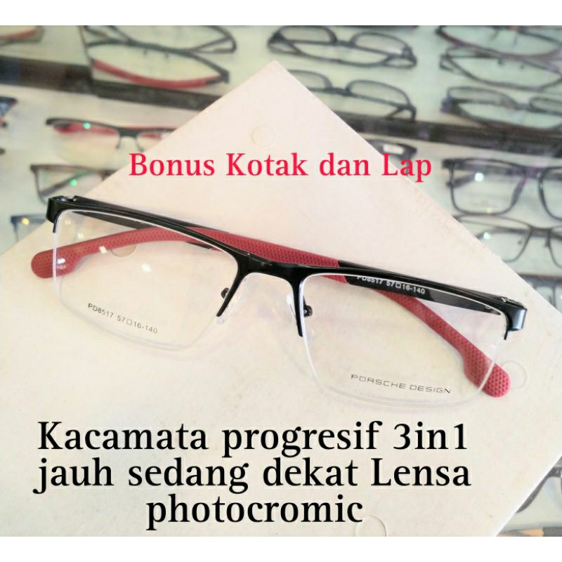 Kacamata progresif Sporty Frame Gantung Lensa photocromic Kacamata minus Pria