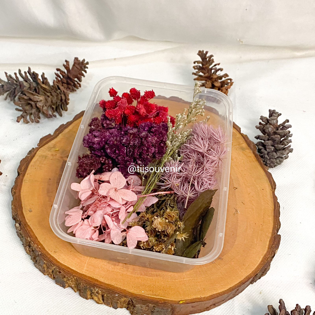 PAKET BUNGA KERING RUSTIC HIASAN MAHAR KERAJINAN PERBOX