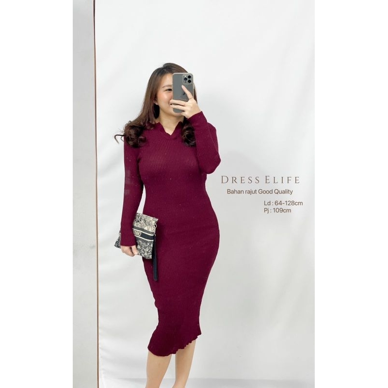 MDLV ~ Dress Elife Rajut Bodycon Good Quality