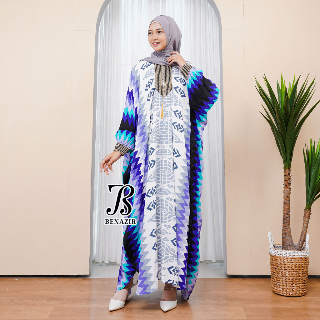 Kaftan Batik Rayon Premium Mayasari Gamis Mewah Untuk Lebaran Kondangan Bahan Rayon Jumbo LD 200 Original BENAZIR