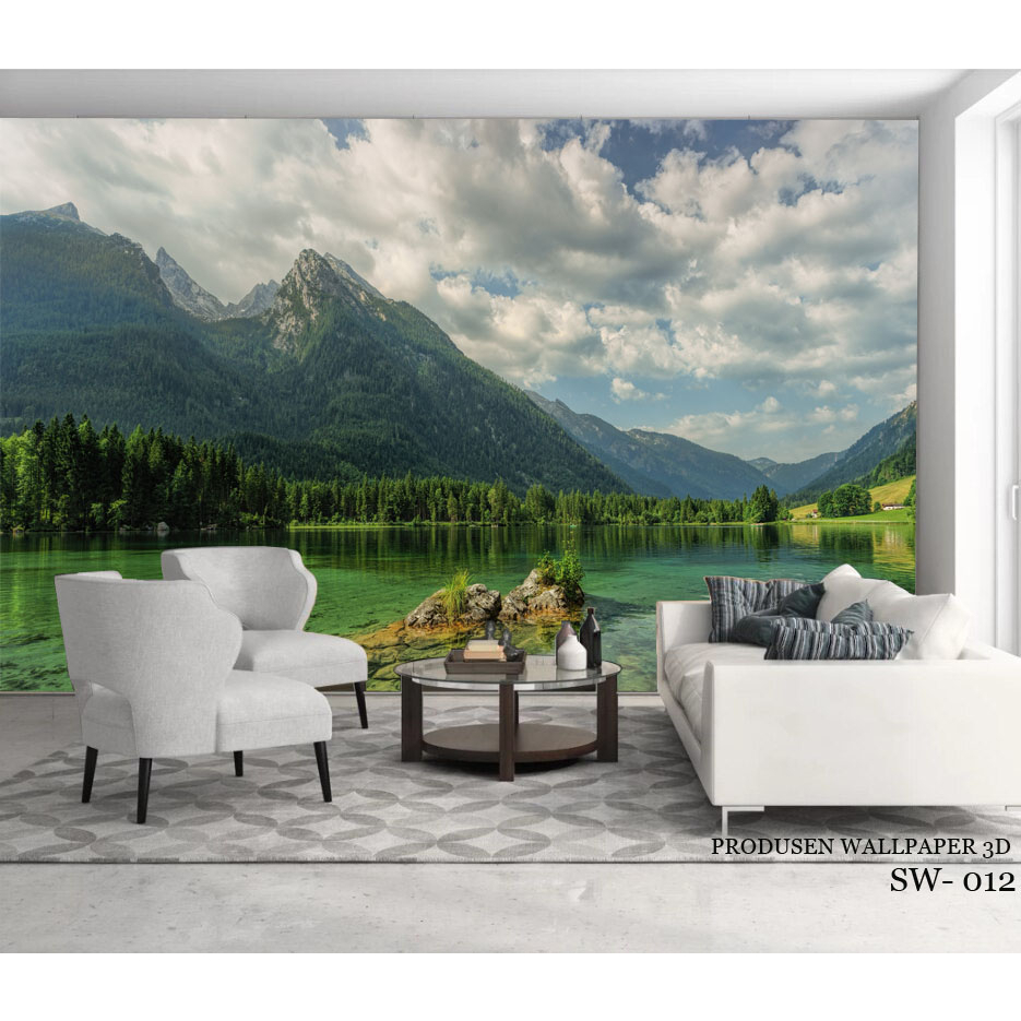 Wallstiker VYNIL 3D Custom Motif Air Terjun Alami, Wallpaper 3D Custom Pemandangan Air Terjun Terlar