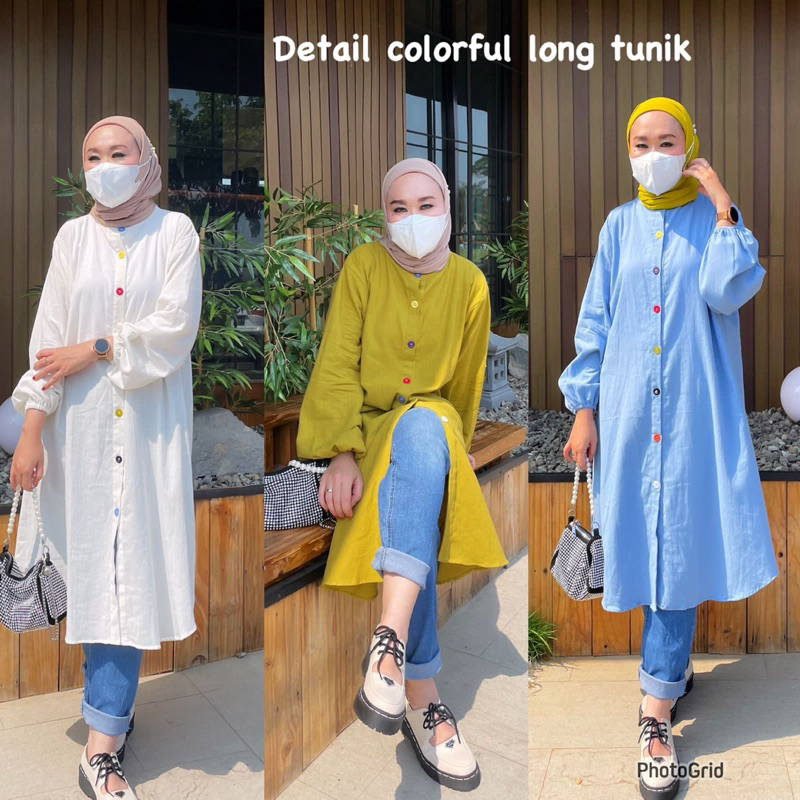 Long tunik kancing color