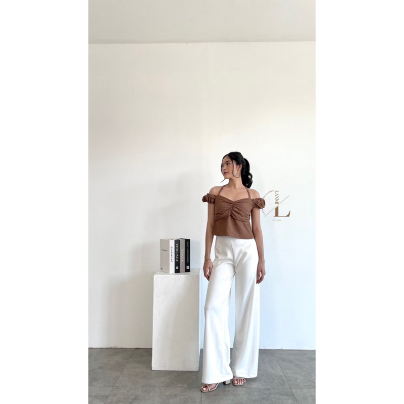 [LAXMI] Venya Top // atasan tali silang // Sabrina top // Korean top // atasan polo linen // Basic top