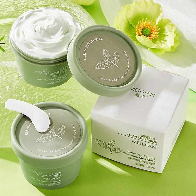 [FREE SPATULA] MAIGOOLE MEIDIAN Green Tea Clay Mask 100G Masker Wajah