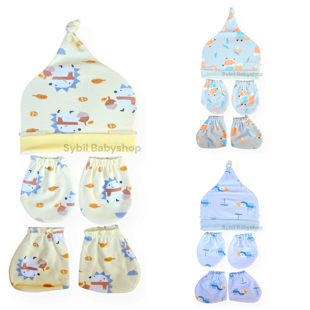 Set Topi Dan Sarung Tangan Kaki Bayi LITTLE OWL / Perlengkapan Bayi Newborn