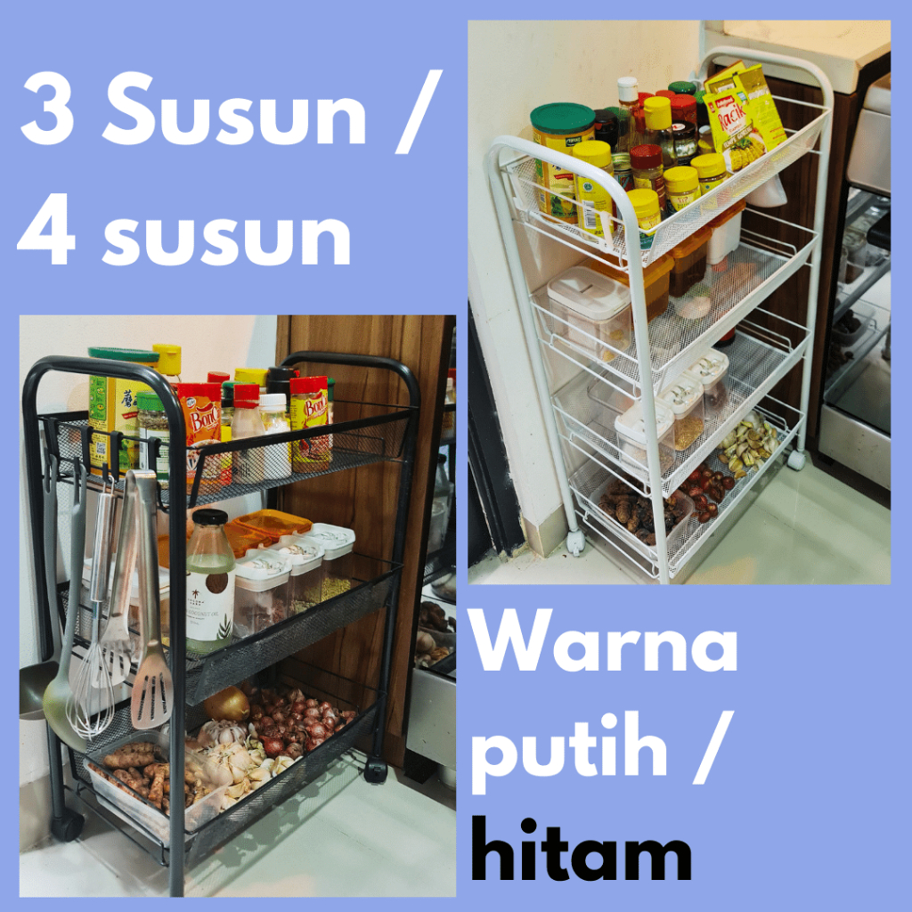 Rak Bumbu Serbaguna 3 dan 4 Tingkat Untuk Dapur, kamar mandi, toilet, ruang tamu - Mufid