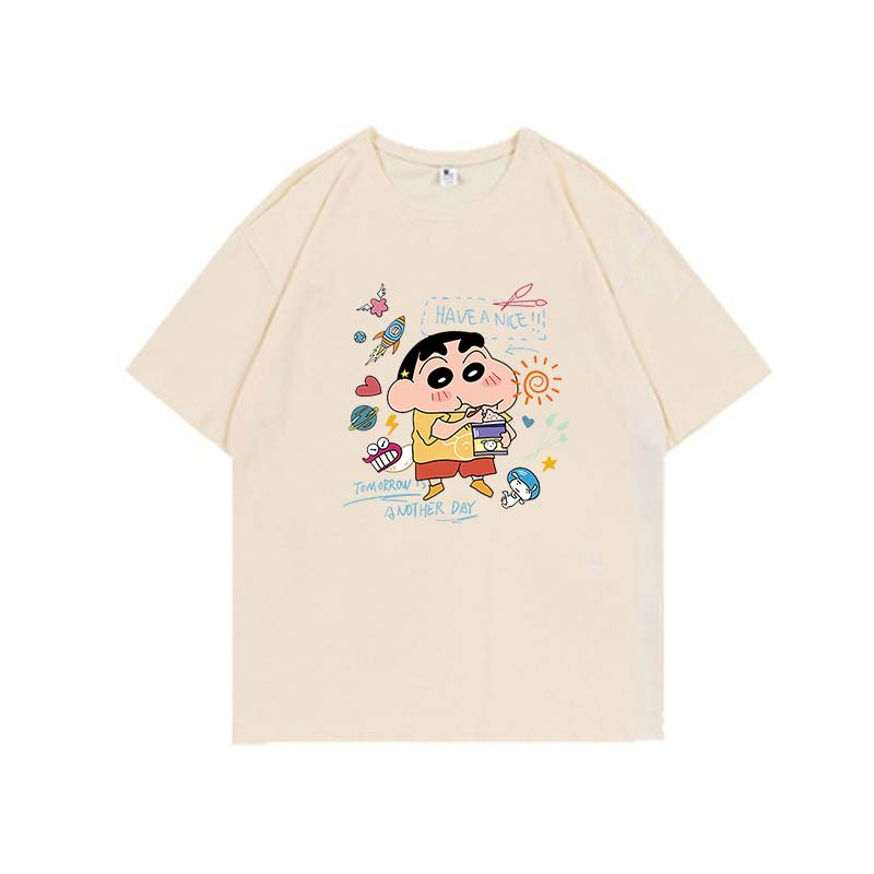 Kaos Couple Baju Wanita Atasan Wanita Oversize Kaos Putih Animation printing T-shirt Couple Korean Style/baju kaos