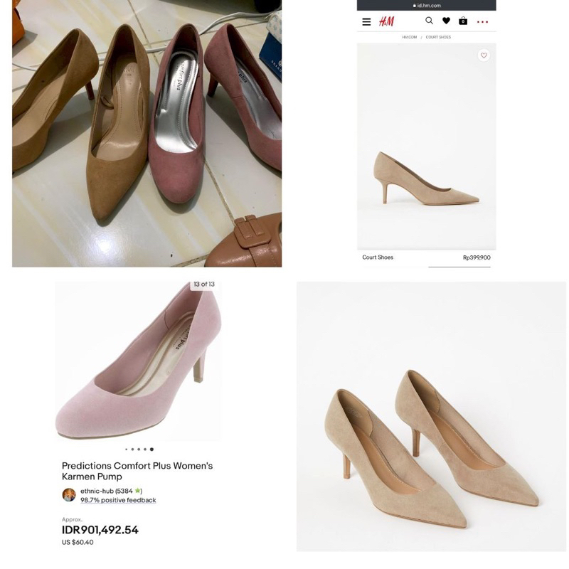 high heels hnm, comfort plus, winood. flat shoes connextion dan onitsuka tiger