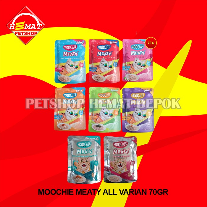 Makanan Basah Kucing Moochie Meaty Wet Cat Food Pouch Sachet 70 gram