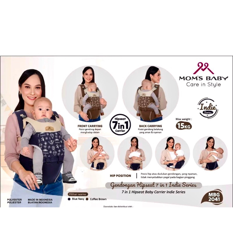Moms Baby Gendongan Hipseat Wilona | Indie | Aurora| Cloudy | Woody | Carter | Kenzie Series