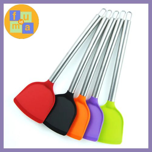 Spatula Sutil Silikon / Sodet / Spatula silikon gagang stainless / Kitchen utensil / Gagang stainles BPA free / tahan panas / Spatula masak / sodet silicone