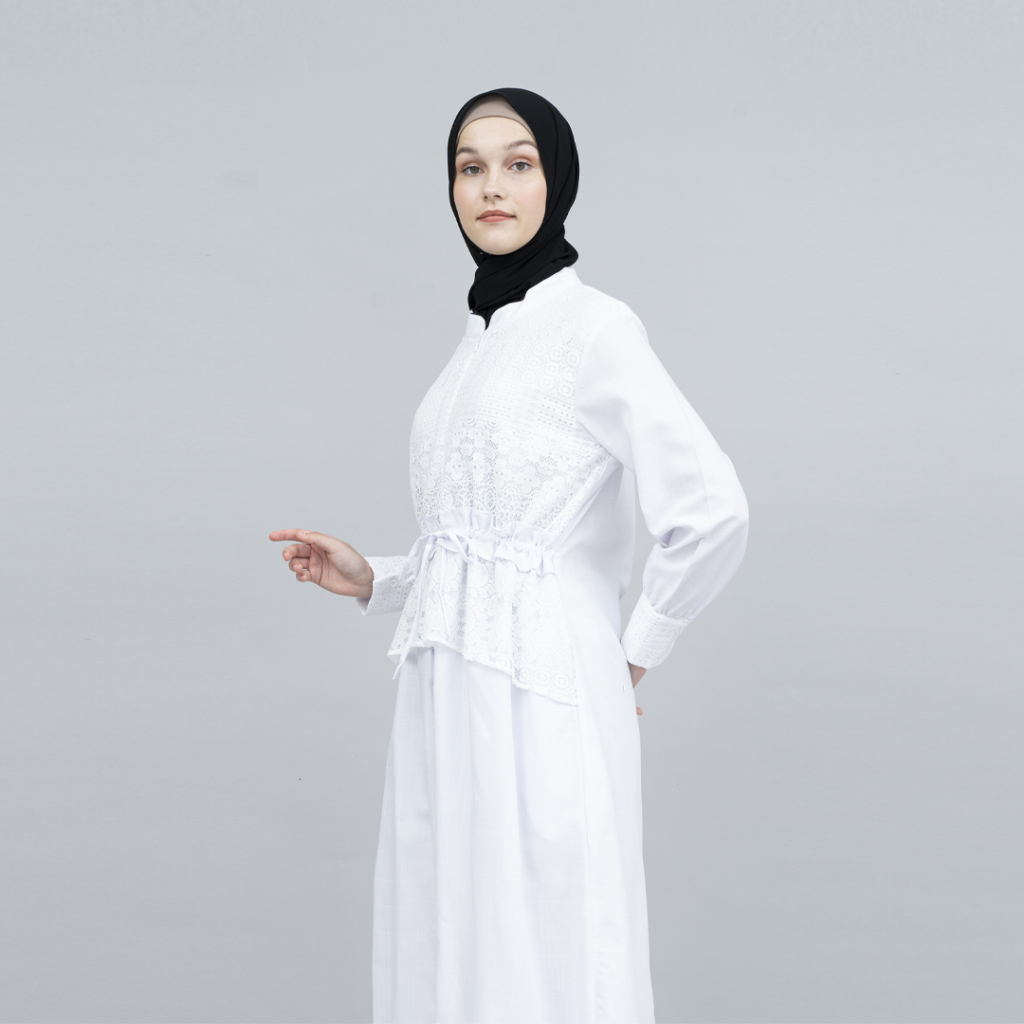 Sekido - Halwa Gamis Dress Putih Bahan Katun Premium