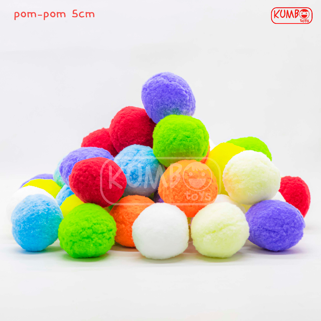 Pompom 5 cm Kerajinan Aksesoris Mainan Edukasi Anak Sensory Play