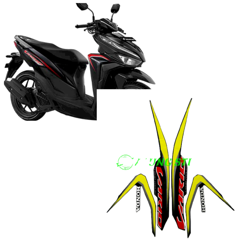 STIKER STRIPING LIS LES BODY MOTOR VARIO 125 FI 2019 FULL HITAM-STABILO 1SET STANDAR