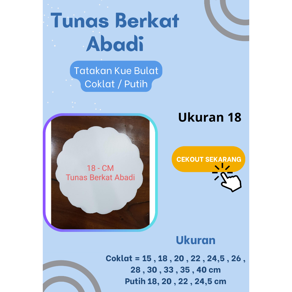 Tatakan kue coklat bulat 18 cm