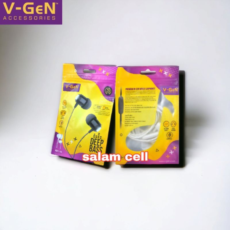 Headset V-Gen VEP1-16 1Pack Isi 20pcs VGeN VEP1 16 Wired Earphones Original