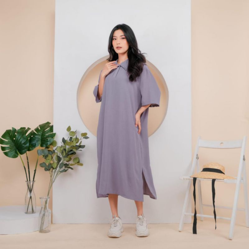 Ivana Dress - Daster Crinkle Airflow - Midi Dress Casual Lengan Pendek