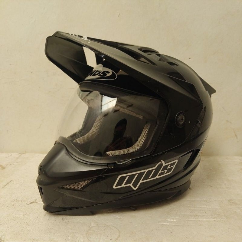 Helm MDS Supermoto Warna Hitam Glosy Size XL