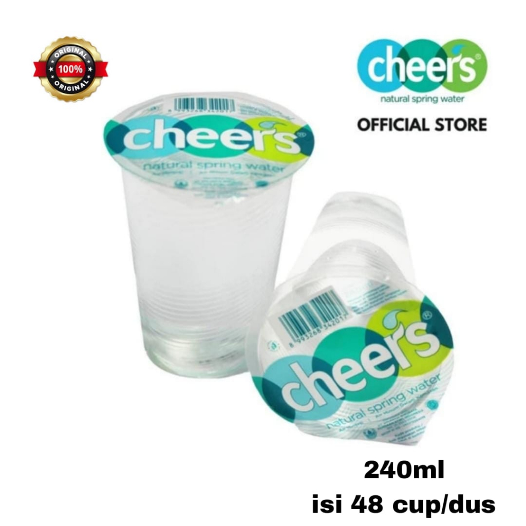 

cheers air mineral natural spring water 240ml isi 48 gelas/dus