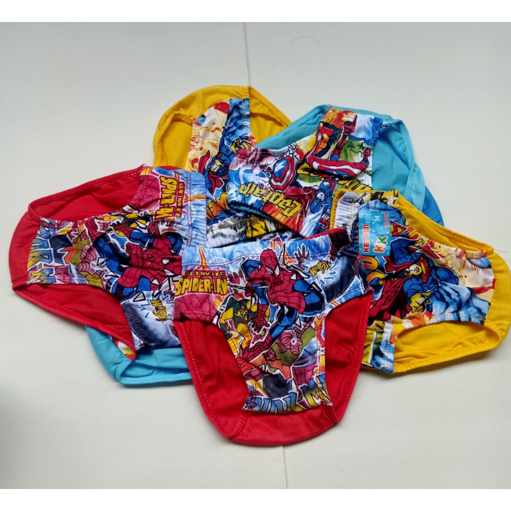 LUSINAN | Celana Dalam Anak Laki laki KEN-KEN Motif Super Hero Avenger Print Depan / Sempak Dalaman Anak Cowok / CD anak BALITA