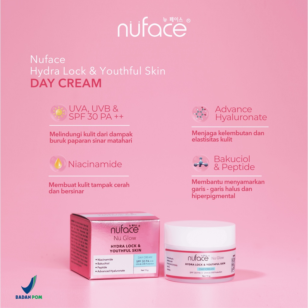 Nuface Nu Glow Brighten &amp; Supple Skin Day &amp; Night Cream Nu Glow Acne Prone Care Night Gel Day Cream Nuface Hydralock &amp; Youthful Night Cream Malam - Skincare Fuji