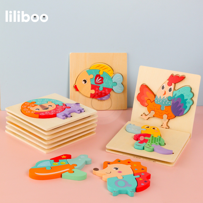 Mainan Edukasi Anak Montessori Puzzle Balok Kayu 3D Transportasi