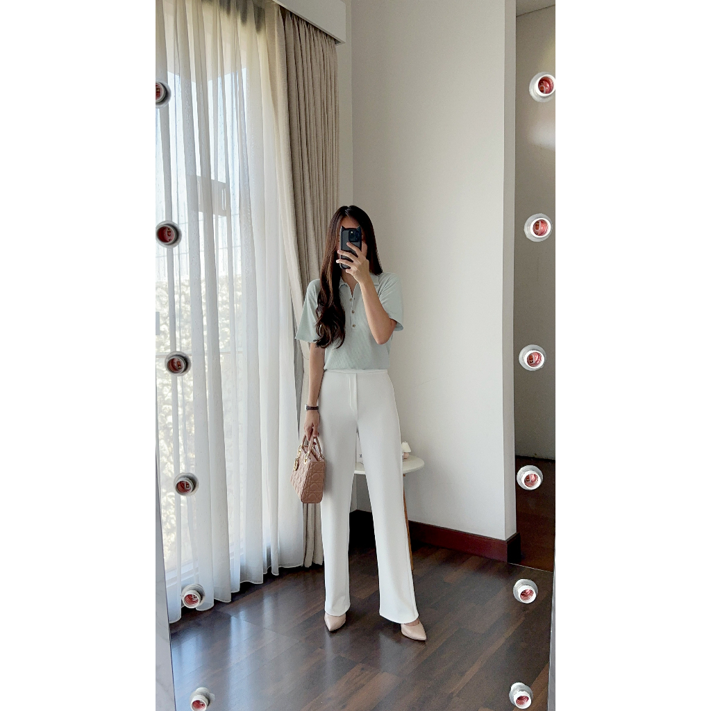 bridget pants off white (bukan scuba) culotte kulot lurus highwaist premium best seller