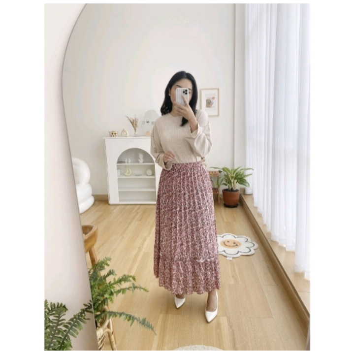 GS- ROK PLISKET SUSUN BUNGA DELI/ROK PLISKET TUTU/ROK PLISKET TINGKAT/ROK PLISKET MUSLIM PANJANG/MAXY SKIRT