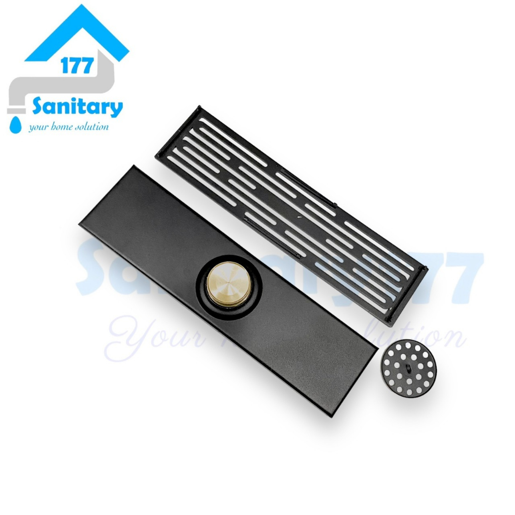 Saringan got Panjang 20cm 30cm stainless 304 HITAM garis-floor drain pembuangan air mandi black anti bau anti tikus drainer