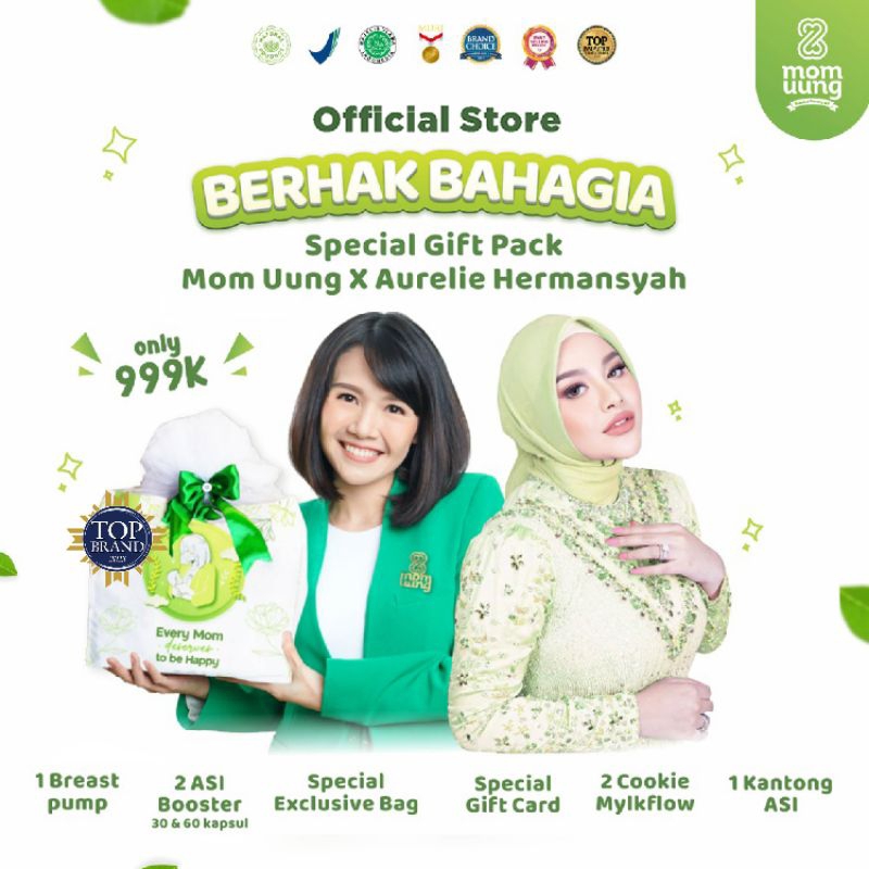 Mom Uung Special Gift Pack Berhak Bahagia / Paket Lengkap Pelancar ASI / ASI Booster / Cookie Pelancar ASI Choco