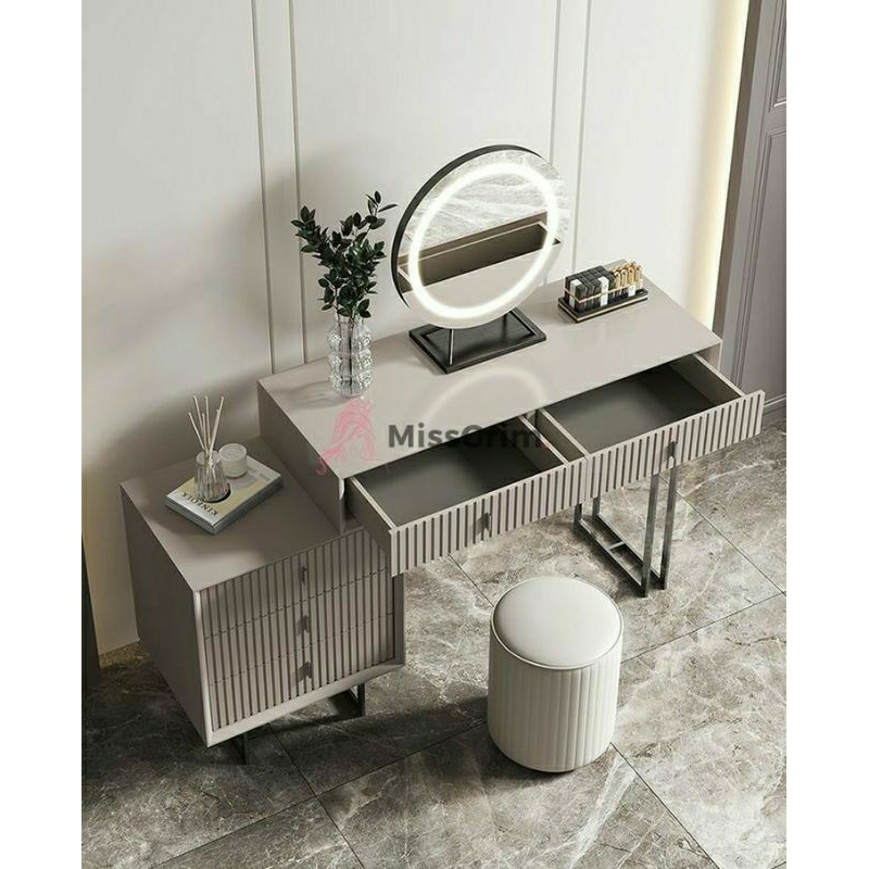 meja rias lampu kaca LED touchscreen