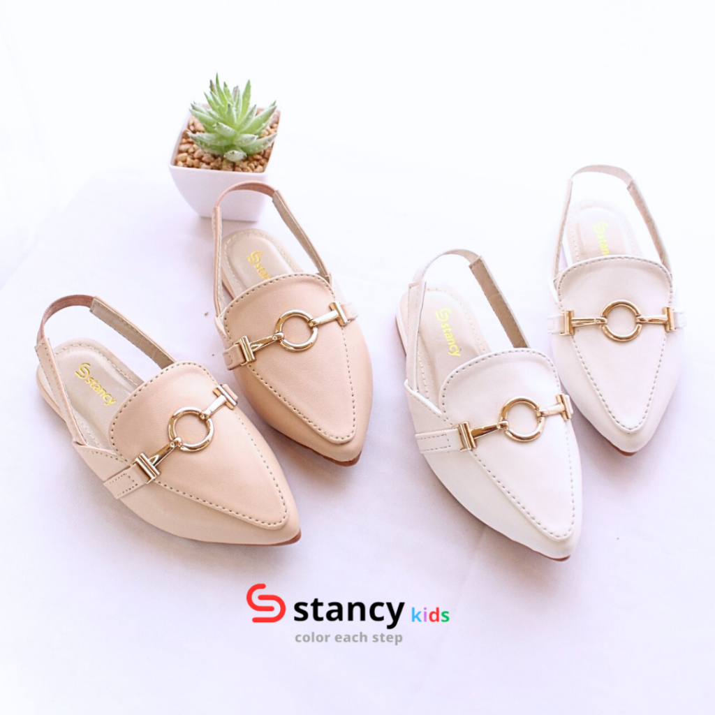 Stancy Kids x janitra Sepatu Sandal Anak Fashion casual  premium  Slipper albani bahan polos sol karet dan acc  logam