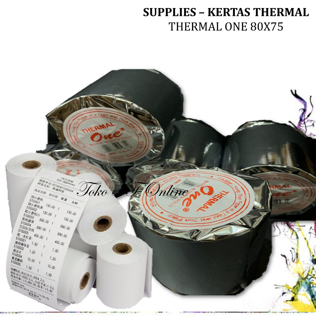 THERMAL ONE 80x80 MM THERMAL PAPER 80MM STRUK THERMAL EPSON TMT82 KERTAS KASIR PRINTER THERMAL BLUETOOTH