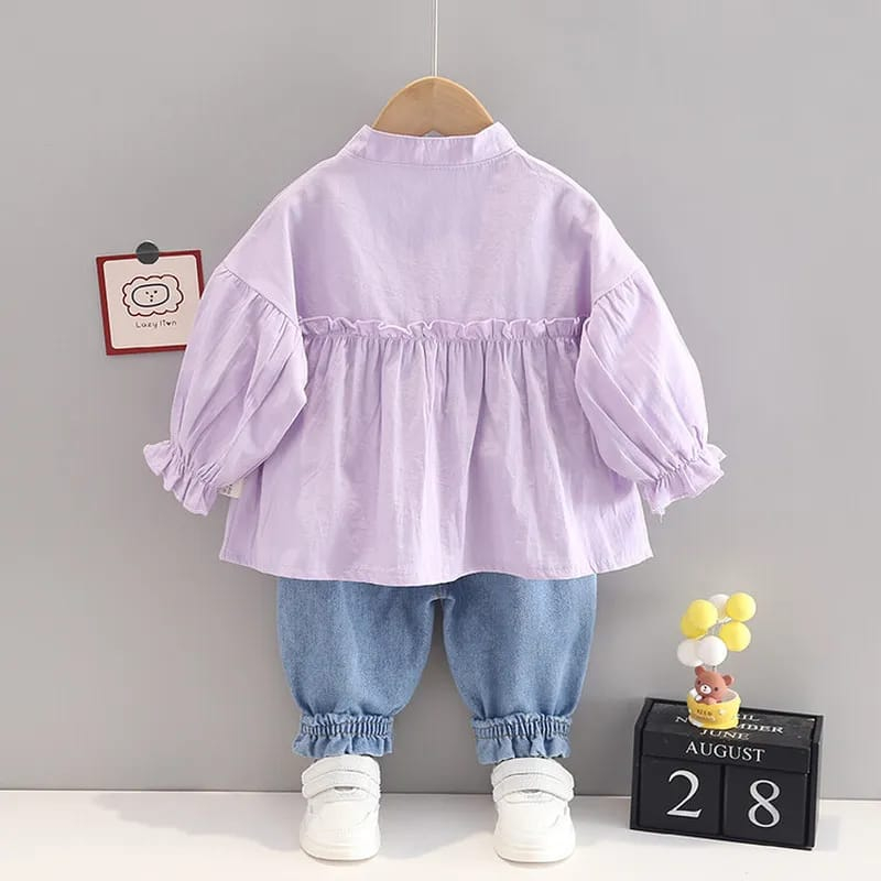 Setelan baju anak perempuan Flower usia 6 bulan - 5 tahun ala korea impor - babylovanta