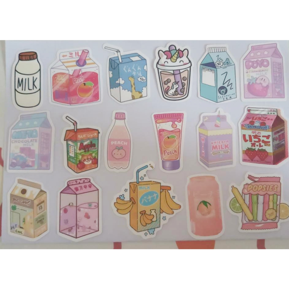 

Stiker cut tema store minuman makanan lucu snack dessert untuk agenda scrapbook journaling