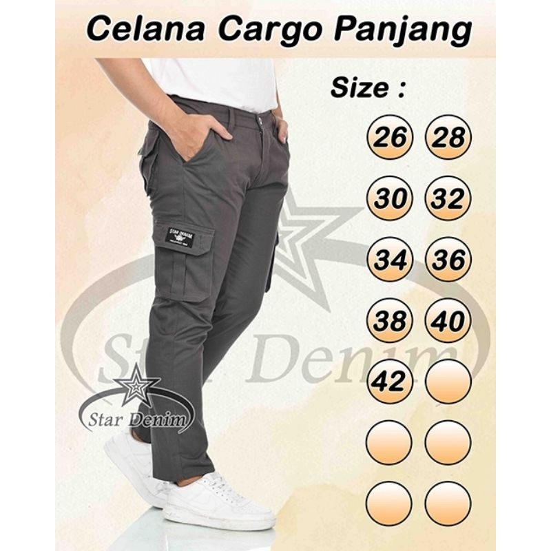Celana Cargo Panjang Pria - Cargo Pria Jumbo Big Size Star Denim - Celana Cargo Gamblok Panjang Pria Terbaru - Celana Pria Panjang Katun Twil Trending - Celana Panjang Pria Pdl Saku Samping Terlaris