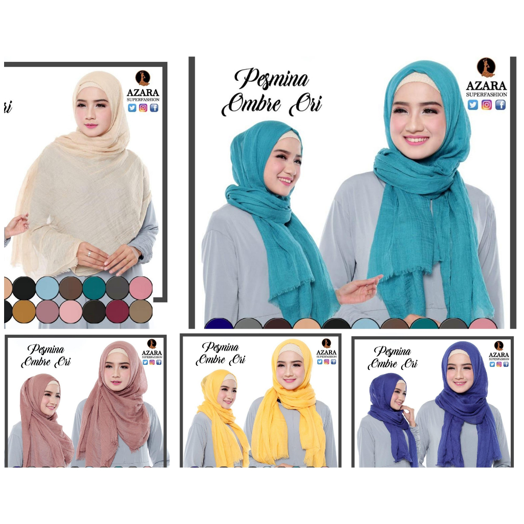 PASHMINA OMBRE IZABEL SCARF ALZARA ORI AZARA SUPERFASHION PESMINA PASHMINA CRINKLE CUCI GUDANG TERLARIS