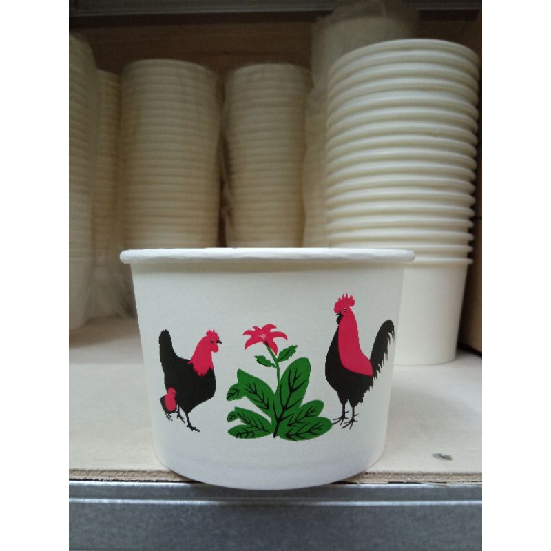 Lumayan_Banget Paper Bowl Mangkok Mangkuk Ayam Jago Papper Cup Rice Bwol Kertas Mie Ayam Bakso Baso