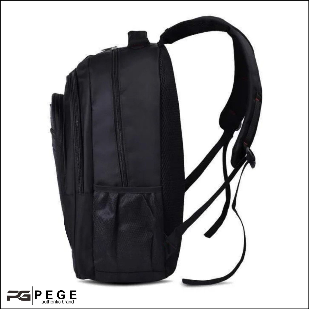 Tas Ransel Laptop Pria PEGE Enzio Tas Punggung Polos Hitam Model Simpel - PG 14